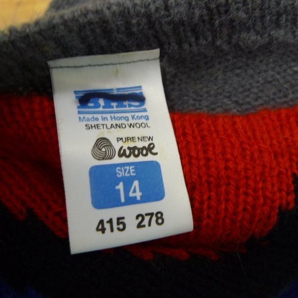 VTG 80s BHS pure new Shetland wool sweater - Picture 4 of 5
